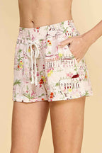 DRAWSTRING PRINTED SHORTS IN BLUSH - Fairway Faith Apparel Co