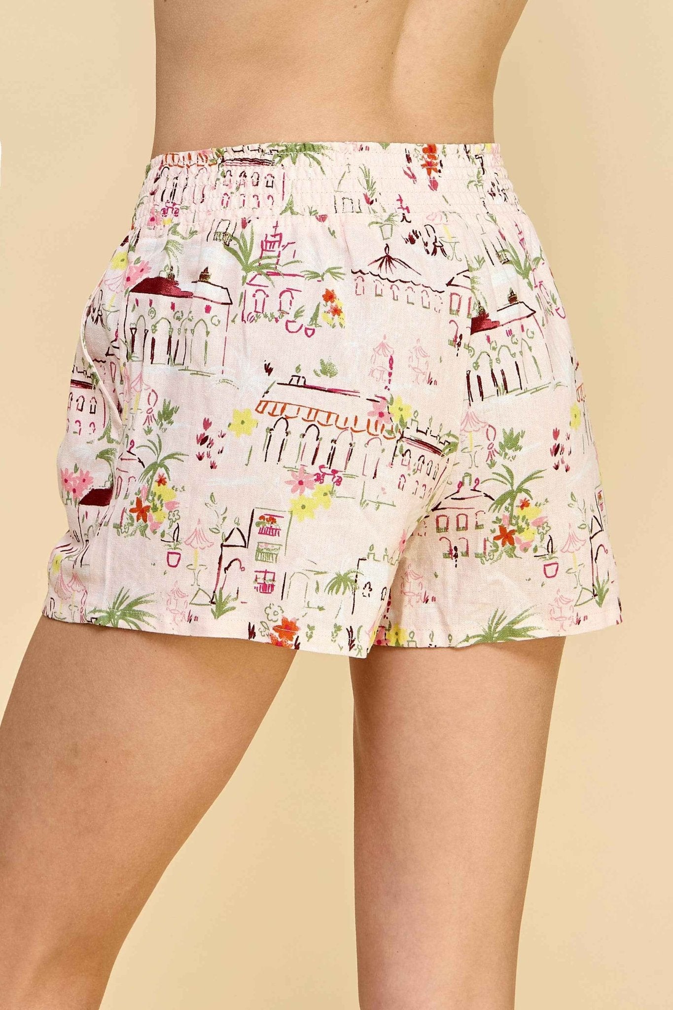DRAWSTRING PRINTED SHORTS IN BLUSH - Fairway Faith Apparel Co