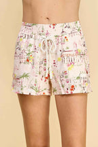 DRAWSTRING PRINTED SHORTS IN BLUSH - Fairway Faith Apparel Co