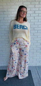 Floral Wide Leg Pants - Fairway Faith Apparel Co