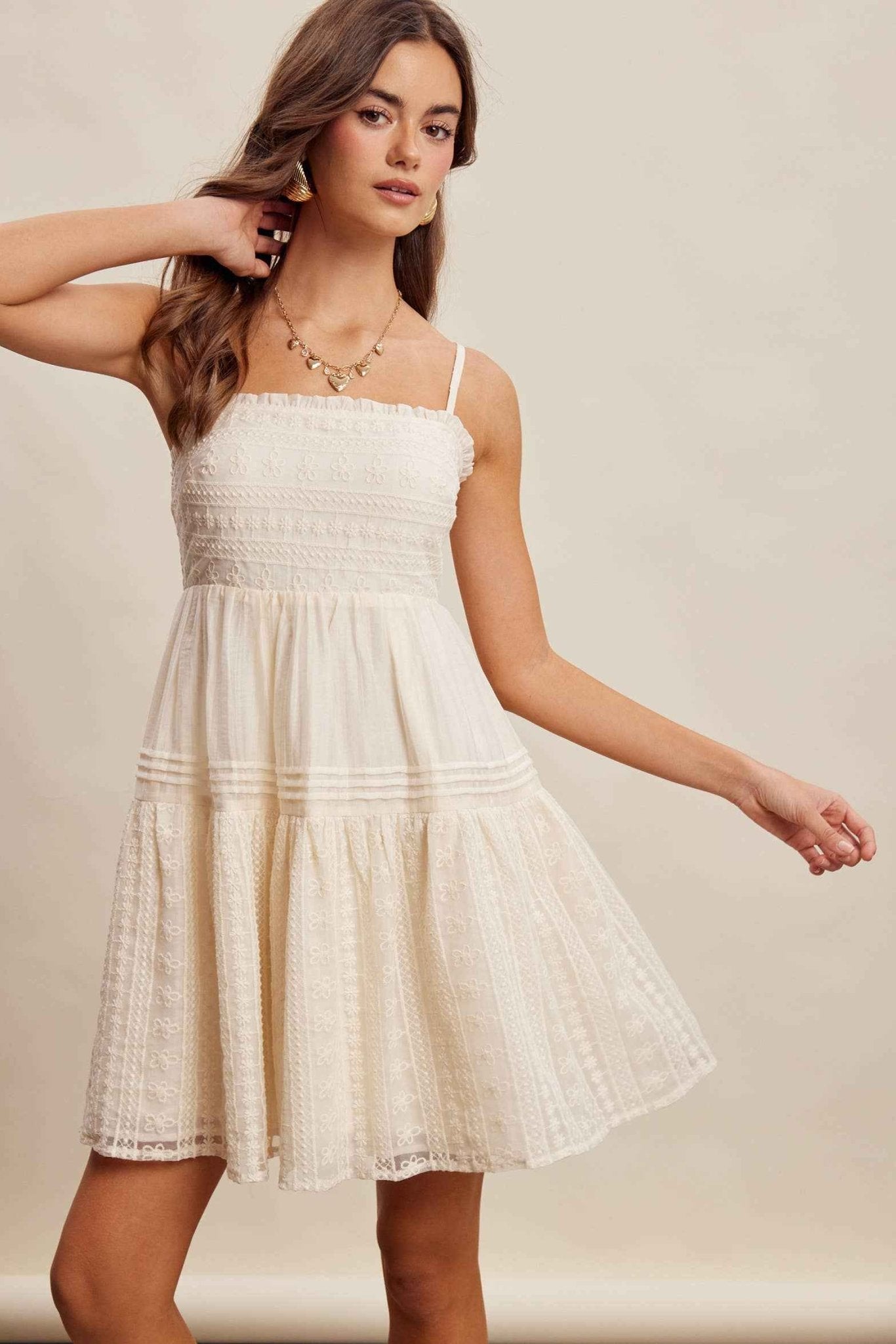 Lace Tiered Mini Dress LD1628 - Fairway Faith Apparel Co