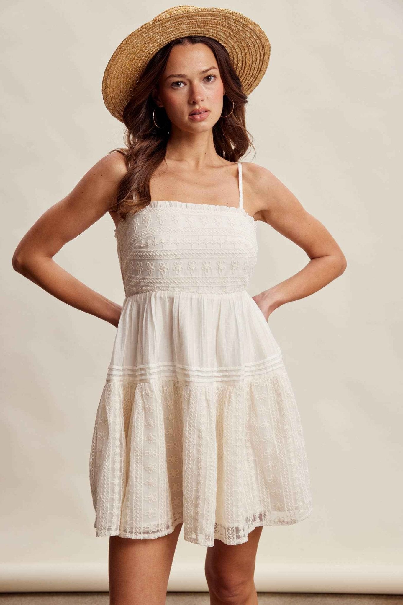 Lace Tiered Mini Dress LD1628 - Fairway Faith Apparel Co
