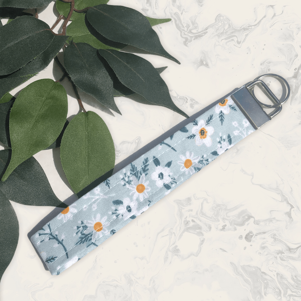 Light Blue Floral Print Wristlet - Fairway Faith Apparel Co