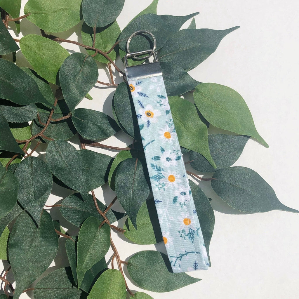 Light Blue Floral Print Wristlet - Fairway Faith Apparel Co