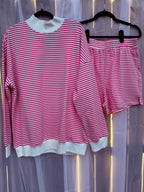 Pink Striped Set | Mock Neck Top - Fairway Faith Apparel Co