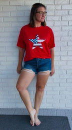 Sequin Star Top | 100% Cotton - Fairway Faith Apparel Co