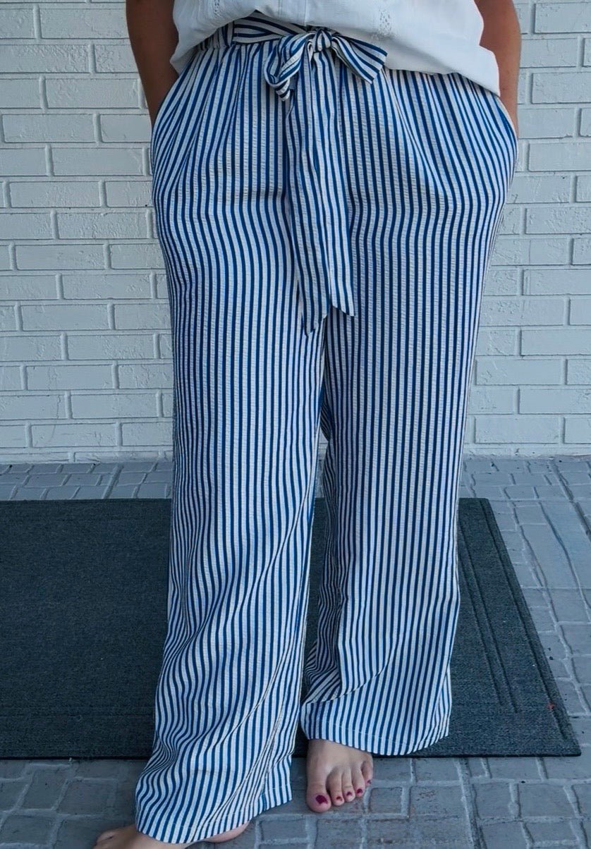 Striped Ruffle Pants - Fairway Faith Apparel Co