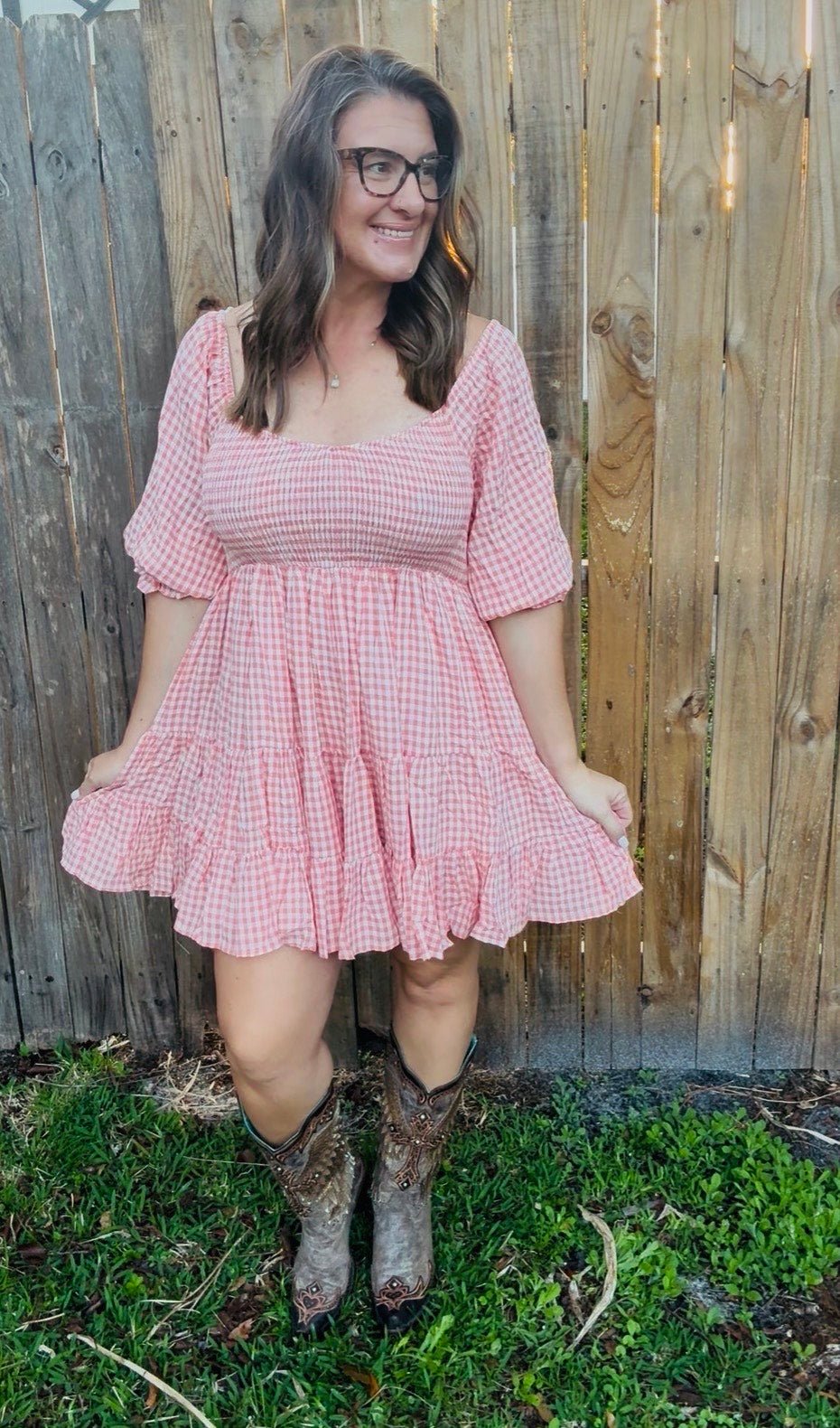 The Alaina Dress | Pink Gingam - Fairway Faith Apparel Co